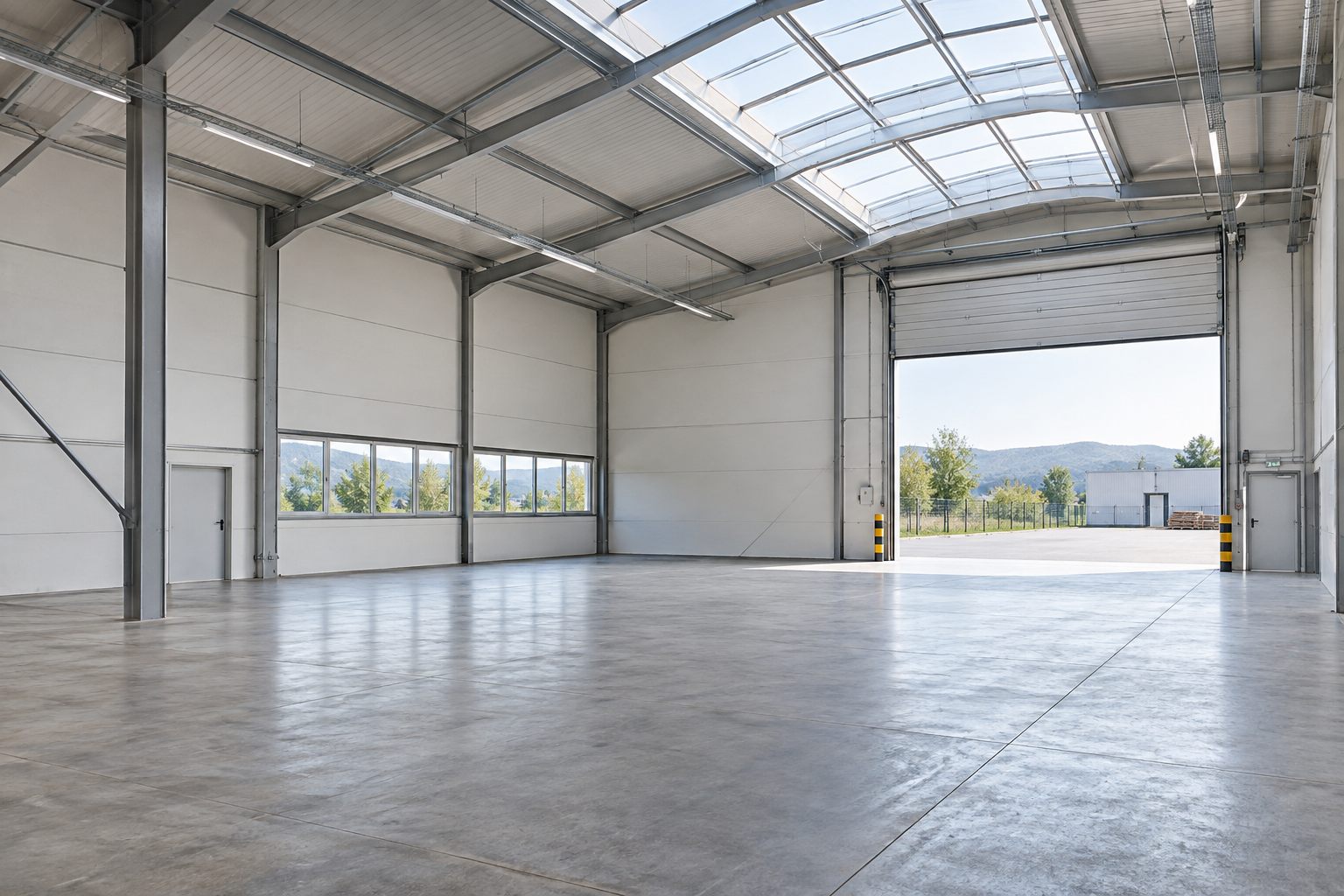 Helle Gewerbehalle mit ebenerdiger Zufahrt